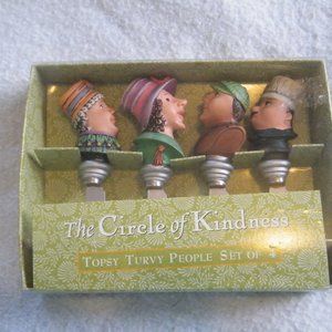 Pfaltzgraff Topsy Turvey People Circle of Friends butter Knives NIB